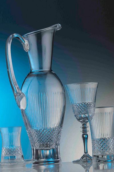 KCD Antique Simple 31 Piece Glass Tableware Presentation Dowry Set Water Cup Set Cutting Hand Decor