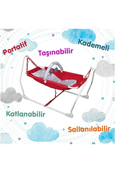 NORFOLK Baby Sleep Oyuncaklı Bebek Hamağı - Sallanır Bebek Beşiği - Kırmızı