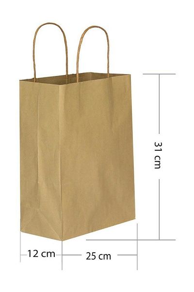 Kikajoy 25-опаковка с натурални крафт подаръчни торбички - 25x12x31 см