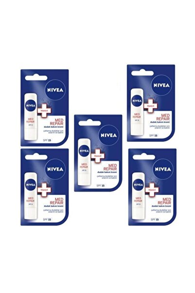 NIVEA Lip Med Repair Spf 15 Dudak Bakım Kremi 5 Adet 40059004683215