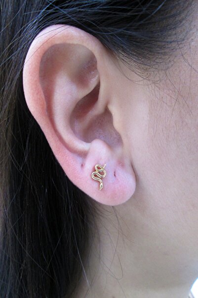 ŞAMLI ERDOĞAN 14 Ayar Altın Yılan Tragus Piercing Küpe