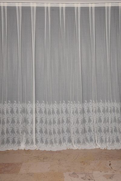AKÇA TEKSTİL Small Leaf Model Cream Color Single Wing Ready Planted Pleated Background Curtain 300*260 Cm