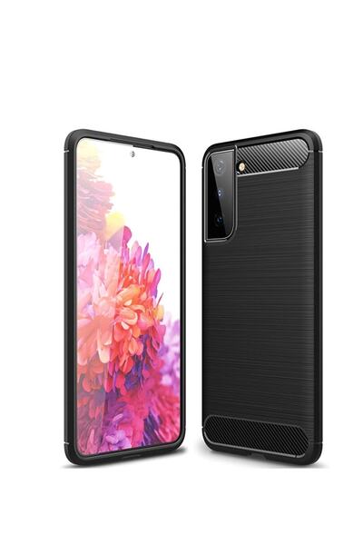 Microcase Samsung S21 Uyumlu Brushed Carbon Fiber Silikon Kılıf