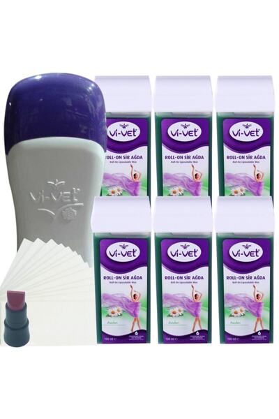 Vi-vet Roll-on Kartuş Sir Ağda Isıtıcı + 6^lı Azulen Kartuş Ağda Seti 9 Parça