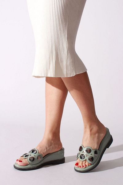 ROVIGO Γυναικείες παντόφλες από δέρμα Mint Green