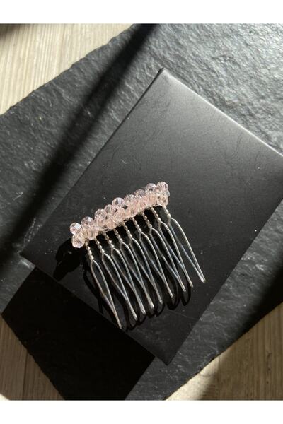 Pearly Handmade Pembe Mini Kristal Tarak Toka 4 см