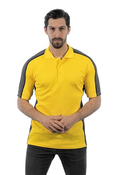 Şensel Men's Yellow Gray Collared Cotton T-shirt 136e2165