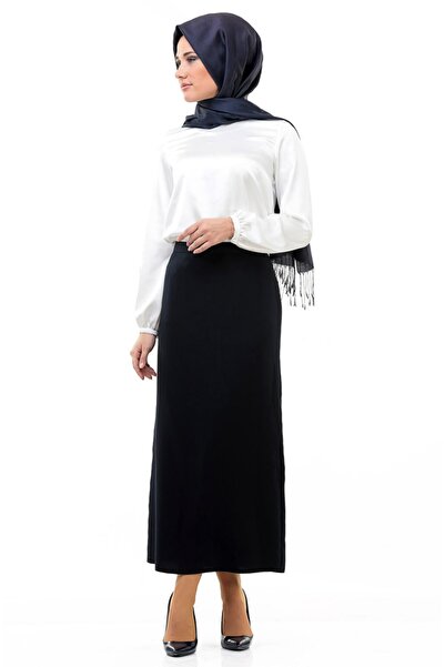 SORALLİNE Women's Black Plus Size Straight Tight Skirt 754