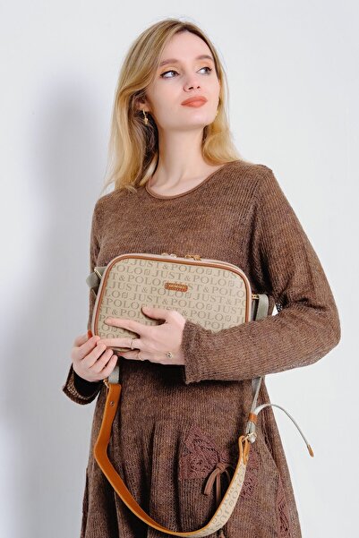Just Polo Women's Mink-Brown Print Patterned Cross Shoulder Bag Jpm2053