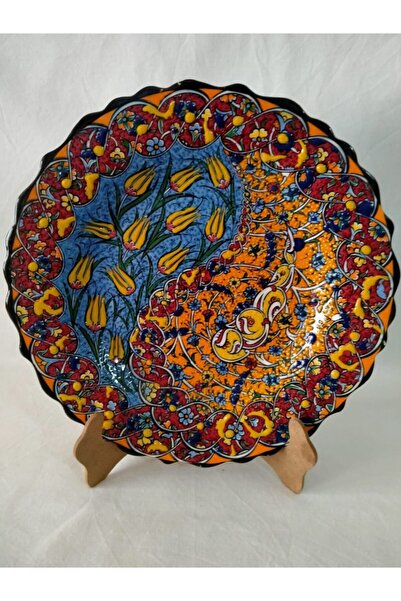 Sultan Çini - Çini El Emeği Desenli 30 Cm Özel El Işi Teship Sanatı Duvar Tabağı