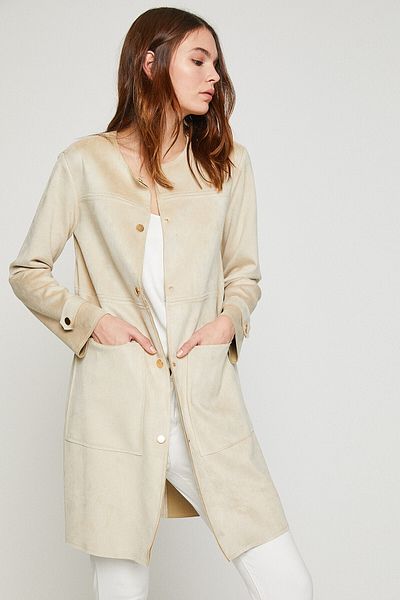 Koton Cremefarbener Trenchcoat für Damen 9YAK05454OK
