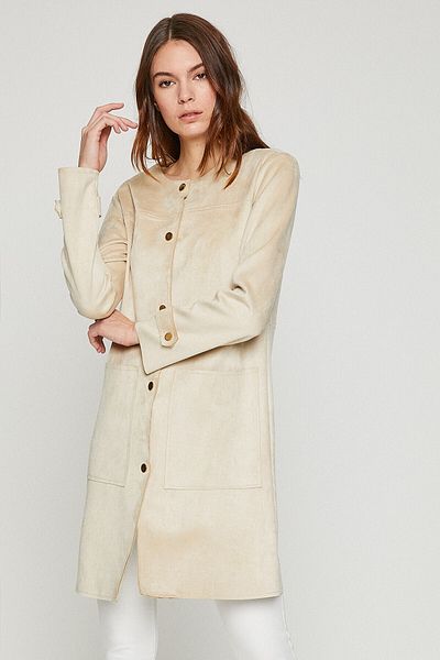 Koton Cremefarbener Trenchcoat für Damen 9YAK05454OK