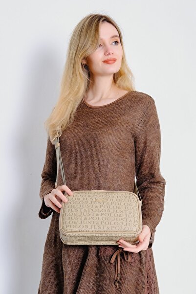 Just Polo Women's Mink Print Patterned Cross Shoulder Bag Jpm2053
