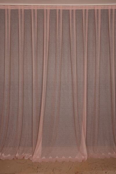 AKÇA TEKSTİL Model de fustă îngustă, culoare pudra, cu o singură aripă, plisată, gata cusută, perdea de fundal 300*260 cm