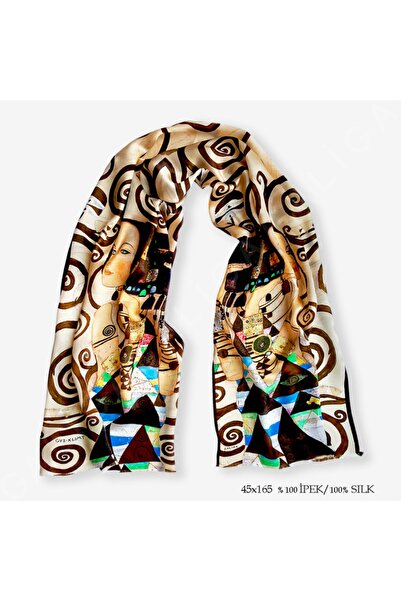 Galiga Klimt-tree Left %100 Ipek Fular 45*165 cm Art On Silk