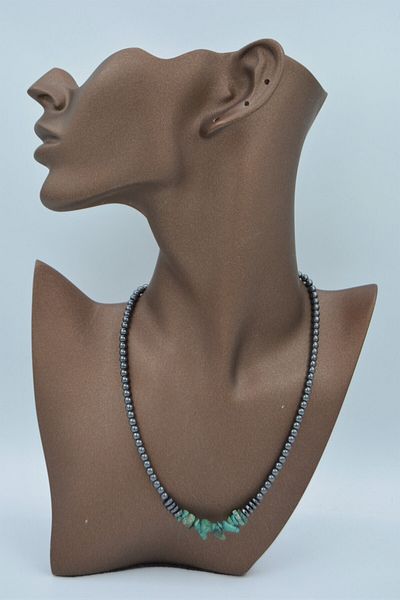 Stoneage Real African Turquoise And Hematite Jewelled T Lock Healing Necklace
