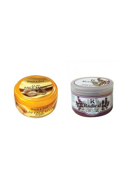 Radical Black Red Black & Red Clay Face Mask Argan 400gr + Radical Hand and Body Cream Peeling 300 Ml