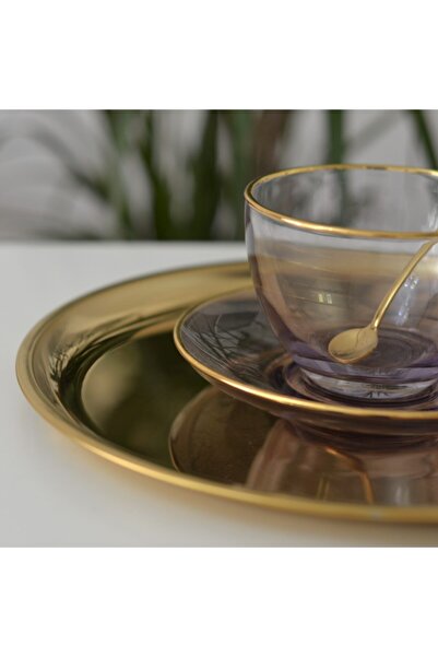 Dunes Gold Yuvarlak 23 Cm Çelik Tepsi