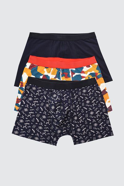 Trendyol Collection 3 részes mintás vegyes pamut boxer szett - TMNSS21BX0010
