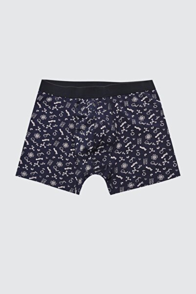Trendyol Collection 3-Piece Patterned Mix-Plain Cotton Boxer Set - TMNSS21BX0010