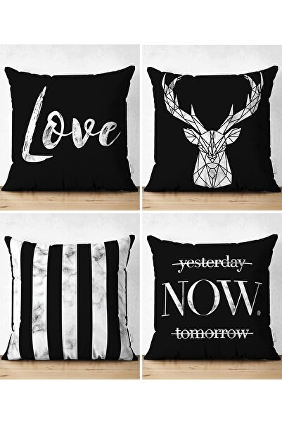 Realhomes مجموعة من 4 أغطية وسائد مزخرفة من جلد الغزال بتصميم رخامي على أرضية...