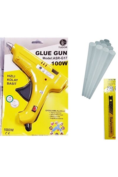 TUDOR Sıcak Kalın Mum Silikon Tabancası 100 Watt Anahtarlı Sarı 10 Mum Ve Soma Uç