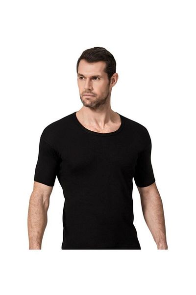 Namaldı Men's 2-Piece Black Open Collar Ribbed Undershirt Athlete