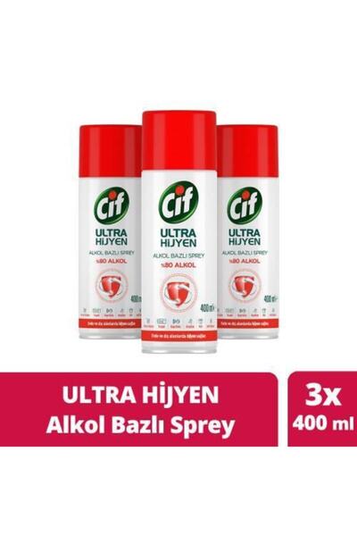 Cif Ultra Hijyen Alkol Bazlı Sprey 400ml X 3