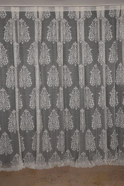 AKÇA TEKSTİL Large Damaks Cream Color Single Wing Sewn Pleated Background Curtain 300*260 Cm