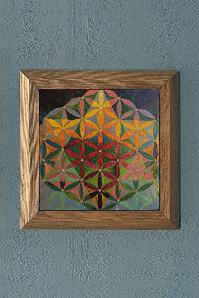 Oscar Stone Decor Yaşam Çiçeği-masif Çerçeveli Taş Tablo-duvar Dekoru- 28x28 Cm