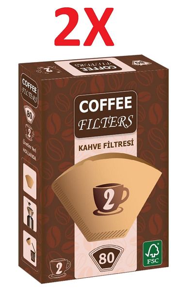 Coffee Filters 160 Pieces of Filter Coffee Paper - 1/2 Size 2, Pack of 2X80