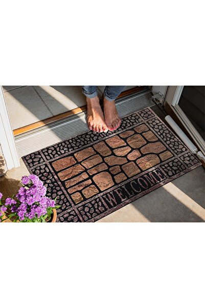 Evsebu Pienso Home Welcome Küçük Çakıltaşlar Dekoratif Kapı Önü Paspası