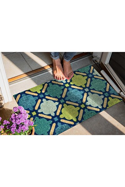 Evsebu Pienso Home Turquoise Square Decorative Door Mat