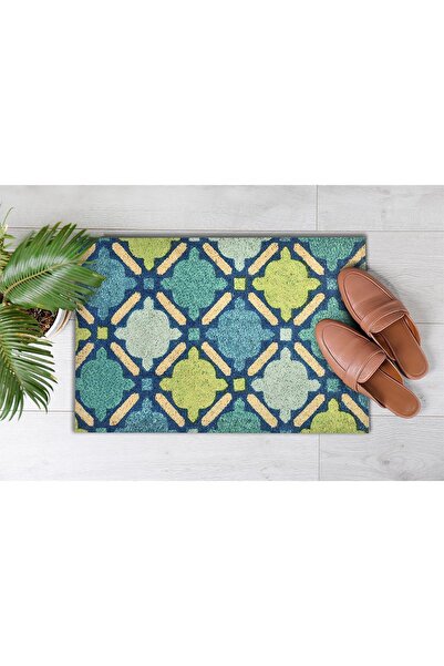 Evsebu Pienso Home Turquoise Square Decorative Door Mat