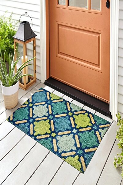 Evsebu Pienso Home Turquoise Square Decorative Door Mat