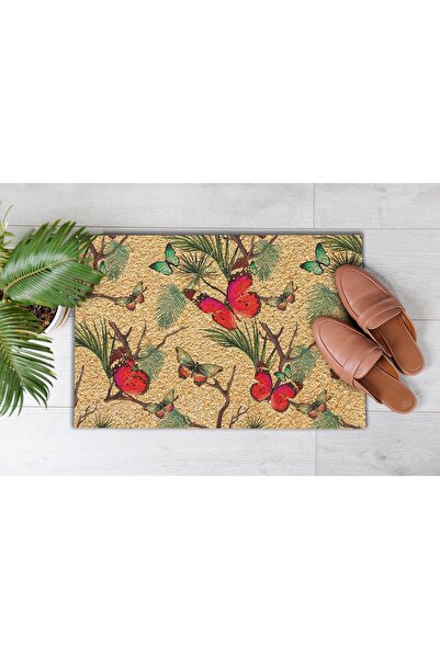 Evsebu Dekoratif Kapı Önü Paspası Kelebek Diyarı