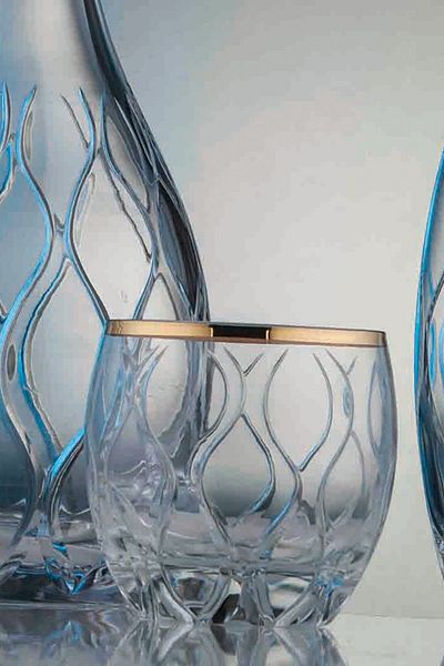 KCD Gilded Rug Patterned Gold Cut 6 Piece Water Glass Set