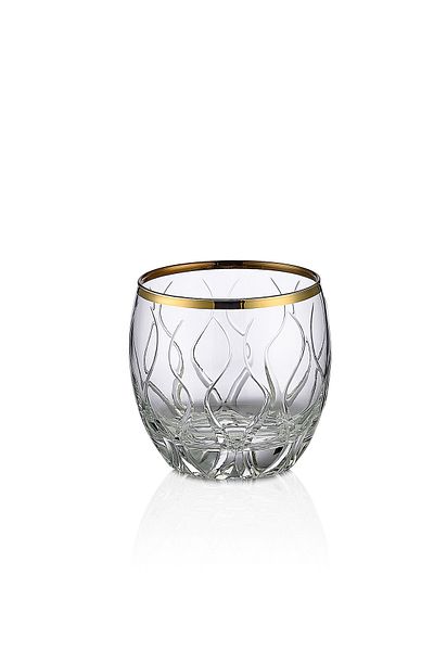 KCD Gilded Rug Patterned Gold Cut 6 Piece Water Glass Set