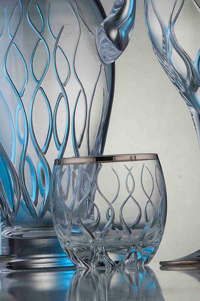 KCD Kilim Platinum Cut Hand Decor Gilded 6 Pieces Patterned Water Glass Set