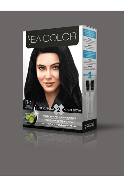Sea Color Saç Boya Seti 1.0 Siyah Bir Kutuda 2 Krem Boya