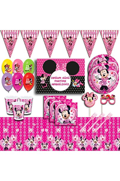 Minnie Mouse Afişli 16 Kişilik Doğum Günü Parti Malzemeleri Seti