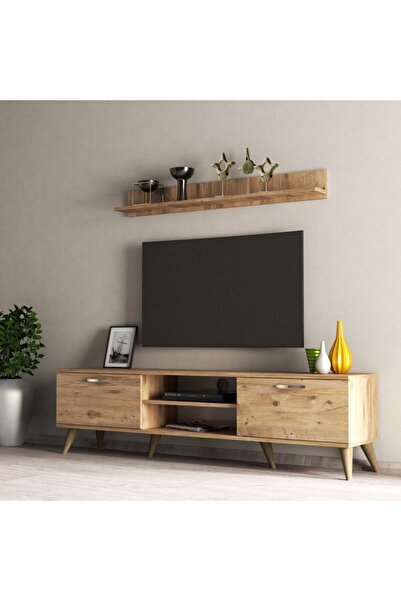 Tanmob Mega 180 Lik L Raflı Çam Tv Ünitesi Tvu0102