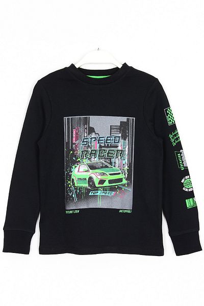 DobaKids Printed Boy's Drift Race Car Seasonal Sweatshirt Black