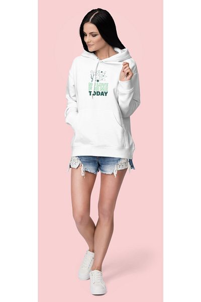 Raf Coll Φούτερ Unisex Λευκή κουκούλα με ψηφιακή εκτύπωση