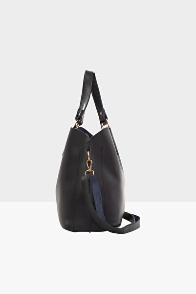 Bagmori Navy Blue Women's Three-Compartment Bag with Snap Detail M000002918