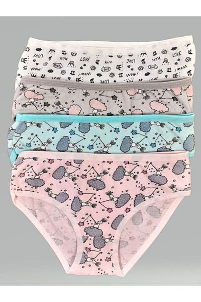 ADN Underwear 6 bucăți chiloți pentru fete din bumbac cu modele colorate