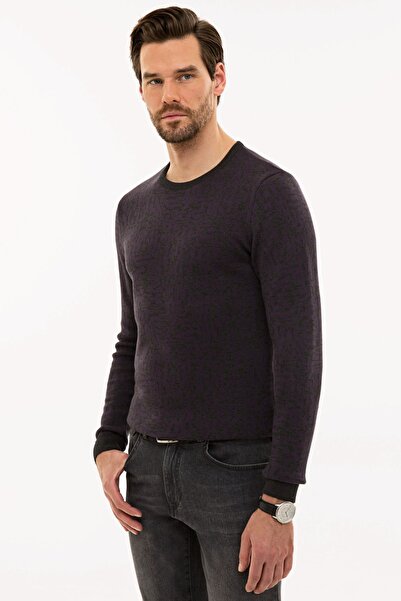 Pierre Cardin Erkek Mor Slim Fit Bisiklet Yaka Triko Kazak G021SZ0TK.000.1114085