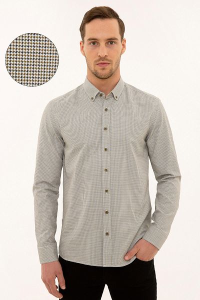 Pierre Cardin Ανδρικό πουκάμισο Green Slim Fit G021SZ004.000. 1108996