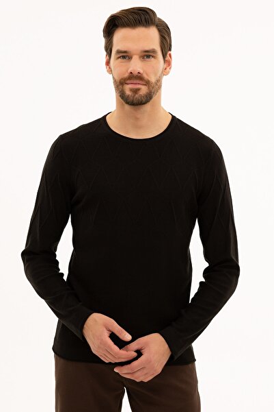 Pierre Cardin Erkek Siyah Slim Fit Bisiklet Yaka Triko Kazak G021SZ0TK.000.11...