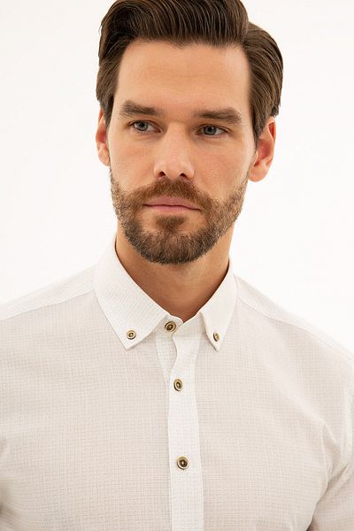 Pierre Cardin Πουκάμισο σε μπεζ Slim Fit